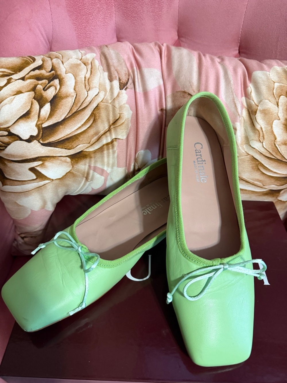 Lime Green Square-Toe Ballet Flats